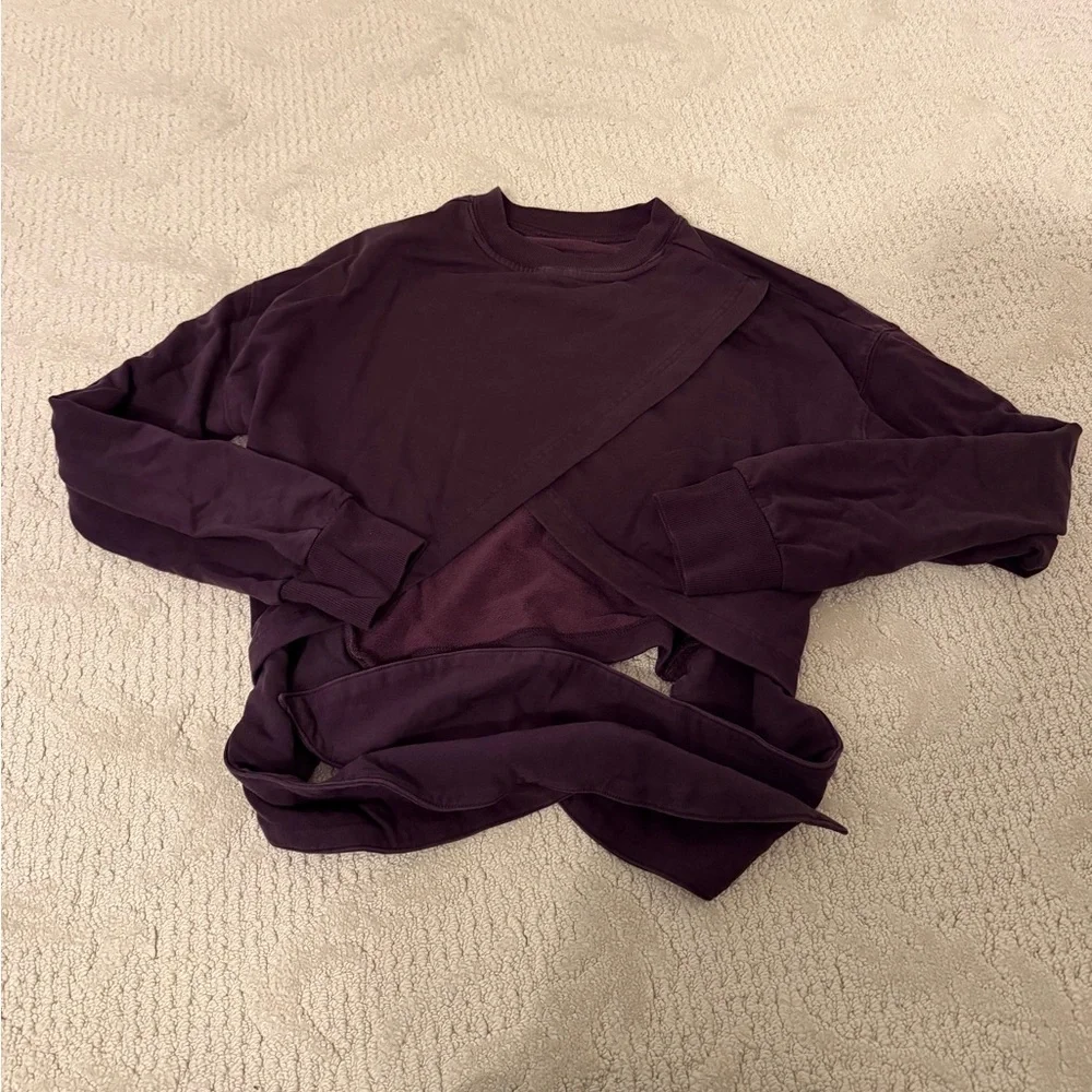 Athleta Tieback Purple Long Sleeve Sweatshirt XXS - Picture 4 of 5